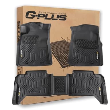 G-PLUS Floor Mats Compatible with Toyota Tacoma 2005-2015 Double Cab All Weather Full Cover Protection TPE Car Floor Cargo Liners Accessories 3 Piece,Black