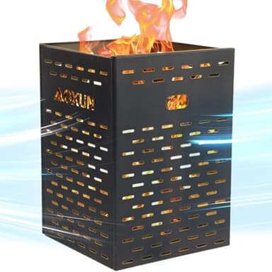 Aoxun 63 Gallon Ultra Thick Burn Barrel for Yard Waste - Heavy Duty Outdoor Incinerator Drum with Burn Cage for Paper, Leaves, Trash & Wood (27.9")