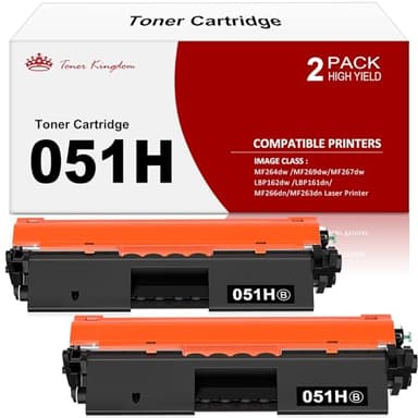 Toner Kingdom 051H 051 Toner Cartridge Black Replacement for Canon 051H Toner Cartridge 051 for Canon ImageCLASS MF267dw MF264dw MF269dw MF266dn MF263dn LBP162dw LBP161dn Printer (2 Black)