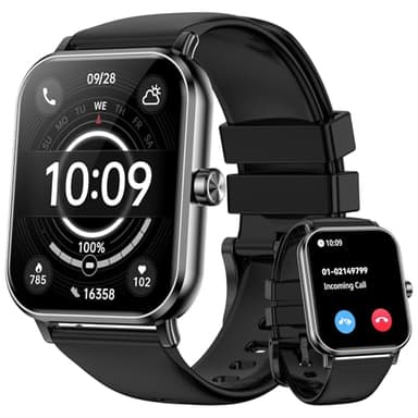 Smart Watch for Men Women, 1.85" HD Touchsreen Fitness Tracker, 120+ Sport Modes, 24/7 Heart Rate & Sleep Monitor, Pedometer, Calories, IP68 Waterproof, Fitness Watch for Android iPhone (Black)