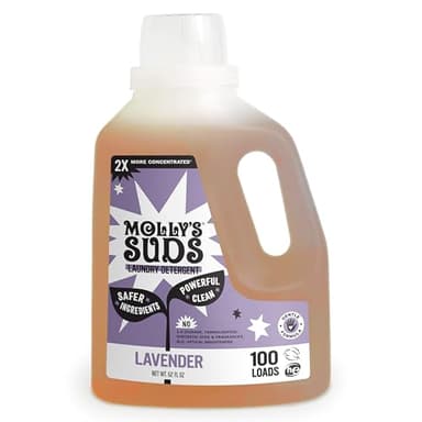 Molly's Suds Liquid Laundry Detergent | Clean Laundry Detergent Soap for Sensitive Skin | 2x Concentrated, High Efficiency (HE) | Lavender - 100 Loads