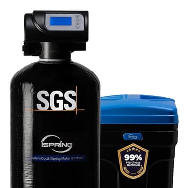 iSpring WCSTB45KG Whole House Water Softener System, 45,000 Grains High Capacity Water Softener Removes Hard Water and Scale, Automatic Backwash and Regeneration, for Whole House & Commercial Use