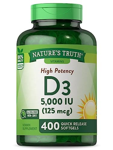 Nature's Truth Vitamin D3 5000 IU Softgels | 400 Count | High Potency | Non-GMO & Gluten Free Supplement