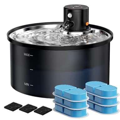 Battery Operated Cat Water Fountain: Wireless Pet Fountain with Filter - 108oz/3.2L Cordless Cat Dispenser with Motion Sensor Rechargeable Automatic Drinking Fountains for Cats Indoor - Plastic Model