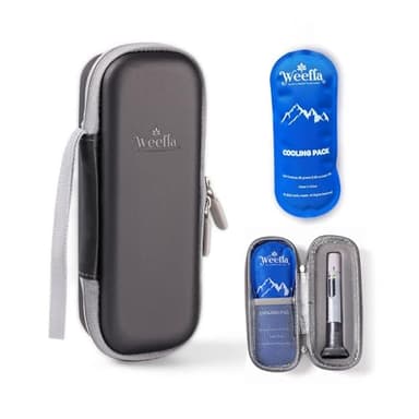 weefla Hard Shell Insulated Cooler Travel Case for Zepbound or Mounjaro Injector Pens, TSA Approved Cold Pack, Easy to Clean, Compact Syringe Box Holder for Trip & Daily Use (Gray, Single)