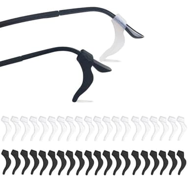 YINGFENG 20Pairs Glasses Anti-slip Silicone Ear Clip, Glasses Holder With Storage Box, Safety Eyewear Retainers, Eyeglass Ear Grips for for Sports Glass Sunglasses Reading (10 Black 10 white)
