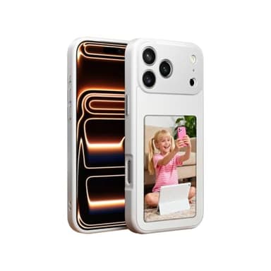 KSOPUERT Upgraded 4 Inch High Resolution Smart NFC Electronic Ink Screen Display Case for iPhone 17 PRO Max DIY Phone Case,Customizable Back Cover with Your Pictures/Text Always-On Display,White
