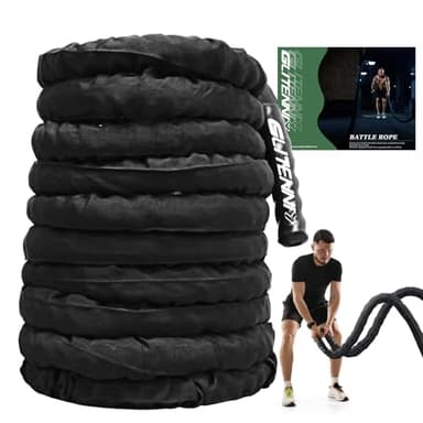 Black Battle Ropes - 1.5in x 30ft Heavy Workout Rope for Home Gym