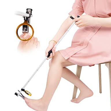 Foldable Long Handle Toenail Clippers Scissors, Easy Reach Pedicure Auxiliary Tools, Extended Nail Clippers for Seniors,Overweight, Hip and Waist Patients| Easy to Carry(with Magnifier, 32Inch)