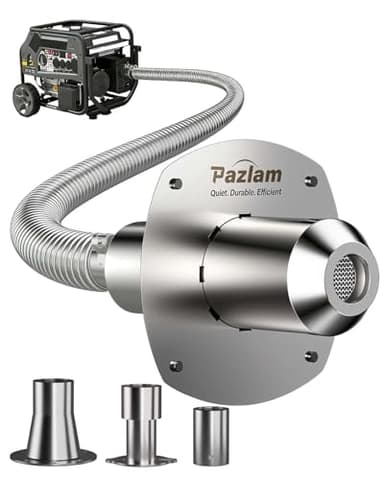 PAZLAM Generator Exhaust Extension Silencer Kit – Universal Fit for Firman, Honda, Champion & More – Heavy-Duty Stainless Steel Muffler with Flexible Pipe – Noise Reduction & Fume Venting（Silver）