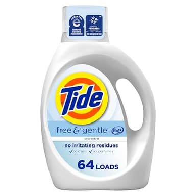 Tide Free & Gentle Liquid Laundry Detergent, 64 Loads, 84 fl oz, Tide Laundry Detergent, Clean Laundry Detergent