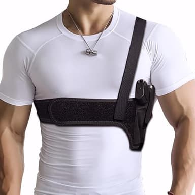 Quick Draw Shoulder Holster - Belly Band Holster for Everyday Comfortable Concealed Carry for Small, Compact and Other Similar Gear, Right Handed, Black 51"