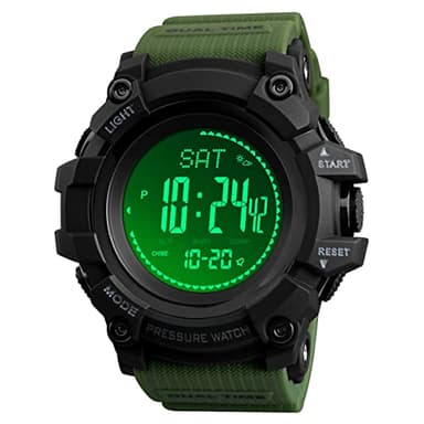 AOSLSI Watch Compass, Altimeter Barometer Thermometer Temperature, Pedometer, Military Army Waterproof Outdoors Sport Digital Watch for Men