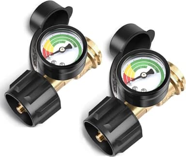 2 Pack Propane Tank Gauge, Gas Grill Gauge for 5-40lbs Propane Tank, 3 Temperatures Scale, Color-Coded Propane Tank Gauge Level Indicator,for Grill, Heater, Fryer, Camper