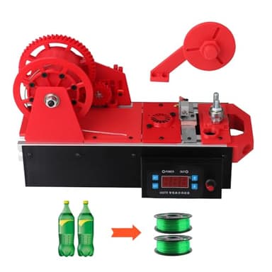 3D Printing Filament Making Machine, Desktop 3D Printer Extruder Filament Maker with Digital Display, Temperature/Speed Adjustable, Recycling PET Plastic Bottle into 3D Printing Filament (Red)