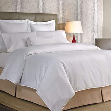 Marriott Bird's Eye Stripe Duvet Cover - Hotel Ultra-Soft, Breathable Cotton Blend Duvet Cover with Reversible Design - Exclusive Bird's Eye Stripe - King