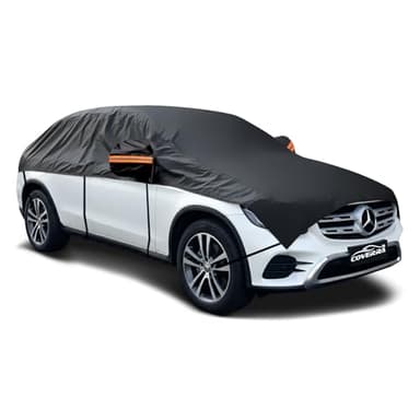 Half Car Cover for SUV, Windshield Cover for Ice and Snow, Hail Protector Car Cover Waterproof All Weather Fits Large SUV