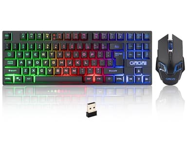 CHONCHOW Wireless Gaming Keyboard and Mouse Combo, Rechargeable 87 Key LED Light Up Keyboard Ergonomic Gaming Mouse, Backlit Wireless Mouse and Keyboard for Xbox PS4 PS4 PC Laptop