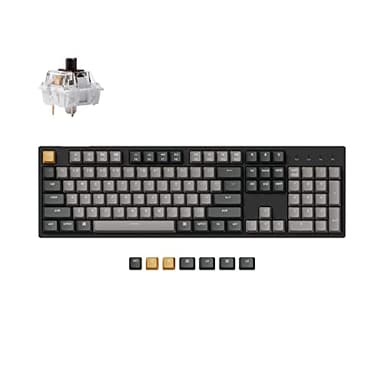 Keychron C2 Pro Wired Custom Mechanical Keyboard Full Size Layout QMK/VIA Programmable Macro White Backlit with Keychron Super Brown Switch OEM Profile Double-Shot PBT Keycaps for Mac Windows Linux