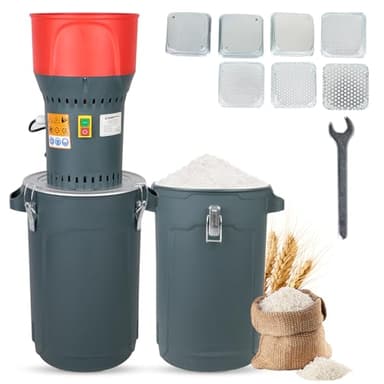DETODDA 6.6 Gallons Corn Grinder Mill, Dry Grain Mill Grinders Electric, Farm Home Wheat Grinder for Spice Rice Feed Flour Cereals, 7 Sizes Sieves (25L)