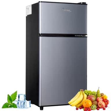 Cucina Magica 2.9 Cu.Ft Compact Double Door Mini Fridge - Top Freezer & Bottom Refrigerator | Energy Save,7-Level Precision Cooling | Ideal for Dorm, Bedroom, Office & Small Spaces