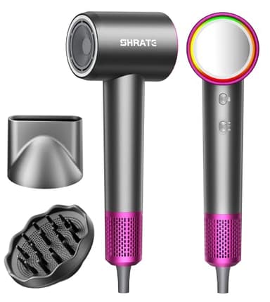 SHRATE Professional High Speed Ionic Hair Dryer | Ultra-Fast Drying | 500 Million Negative Ions | Low Noise | 160000 RPM | Compact Blow Dryer with Magnetic Diffuser for Faster Drying All Hair Types