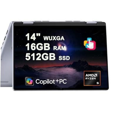 Dell Inspiron 14 7445 2-in-1 Laptop 14" WUXGA Comfortview Touchscreen AMD 6-core Ryzen 5 8640HS (>i7-1355U) 16GB DDR5 512GB SSD Backlit for Designer Business Professional Work Win11