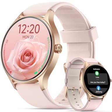 Woneligo Smart Watch for Women,1.57inch AMOLED Touchscreen Fitness Watch for iPhone & Android,Heart Rate/Sp02/Sleep Monitor,110+ Sport Modes IP68 Waterproof Bluetooth Calls,2 Bands (Pink, 1.57)