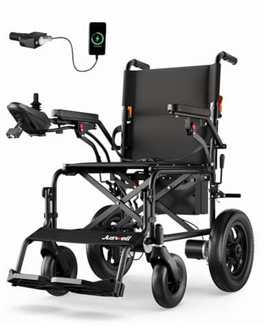 Juswell Electric Wheelchair for Adults, Foldable Motorized Wheelchair with 15 Miles Long Travel Range All Terrain Compact Portable Wheelchairs for Adults Support 350LB,18" Wider
