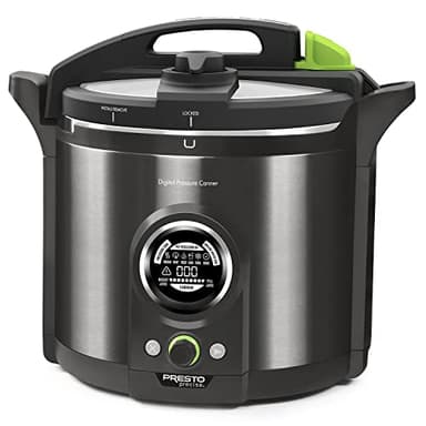 Presto 02144 12-Quart Digital Pressure Canner - Digital Display, Waterbath Capable, 10-Built-In Safety Features, Recipe Book, Black Stainless Steel