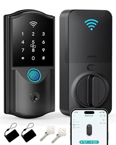 WiFi Smart Lock for Front Door – Firstriver Keyless Entry Electronic Deadbolt with Biometric Fingerprint & Digital Keypad Built-in Wi-Fi App Control Auto Lock Compatible with Alexa & Google Assistant