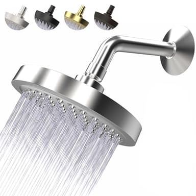 High Pressure Shower Head - Anti-Clogging Silicone Nozzles - 2.5 GPM Removable Restrictor - Easy to Clean Adjustable Replacement - easy to install with Plumbers Tape - 6 inch - Classic Chrome Finish