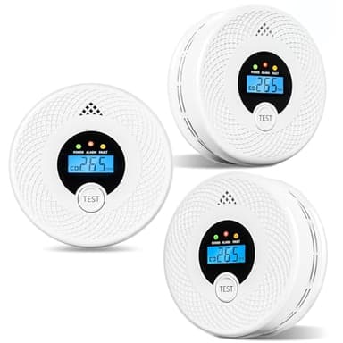 3-Pack Smoke Detector Carbon Monoxide Detector Combo 10 Year Battery, Test/Silence Button, Smoke Alarm and CO Detector for Any Room, Simple Setup