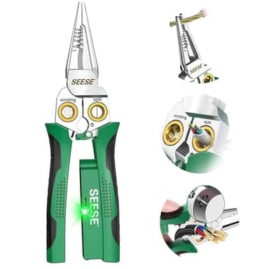 SEESE 8-in-1 Wire Stripper Pliers: Compact Portable Multi-Function Electrician Tool - Wire Stripping/Wire Cutting/Wire Crimping for Circuit Repair, Outlet Installation & Professional Use