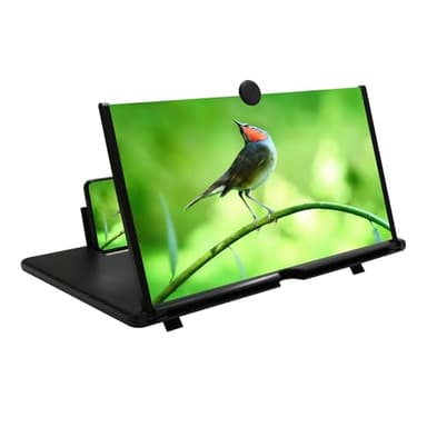 12" Mobile Phone Screen Magnifier,3D HD Mobile Magnifier Projector Screen for Movies,Videos, Foldable Phone Stand with Screen Amplifier,Supports All Smartphones (Black,12 inches)
