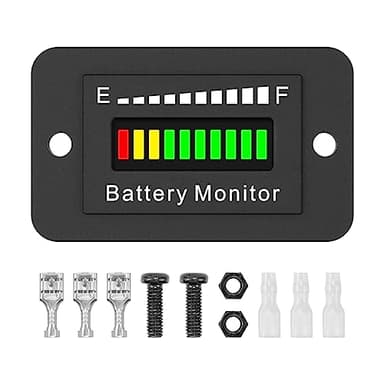 12V 24V 36V 48V 60V 72V Battery Monitor Meter, Waterproof LED Battery Capacity Voltage Indicator Acid&Lithium Battery Gauge Meter for Golf Cart EZGO Club CAR and Most Cars