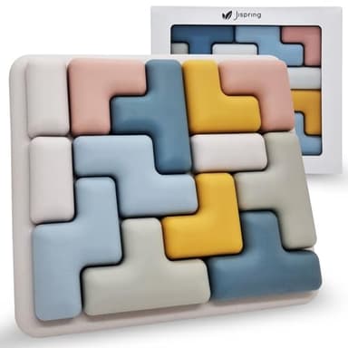 Jispring [100% Soft Silicone] Dementia Activities for Seniors, Tetris Puzzles with 20 Templates, Tile Matching Alzheimers Products for Elderly, Cognitive Memory Games for Adults, Anxiety Relief Gift