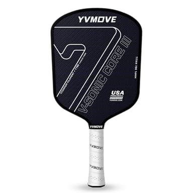 YVmove Pickleball Paddles for Advanced Players | Control & Power | Ti-Carbon Hybrid Face | V-Sonic III Kinetic Core 16MM | Large Sweet Spot | Mid-Weight | Extended Grip | USAPA (Black)