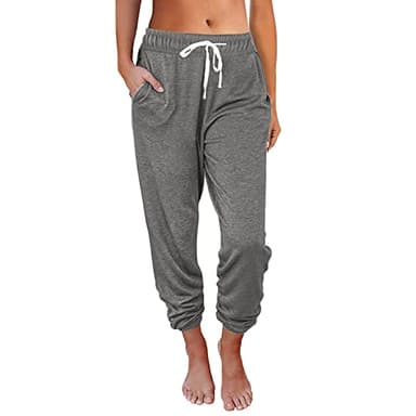 SMIDOW Plus Size Clothes for Women Baggy Sweatpants with Pockets Drawstring Elastic Waist Cropped Jogger Running Pants Comfy Lounge Capris