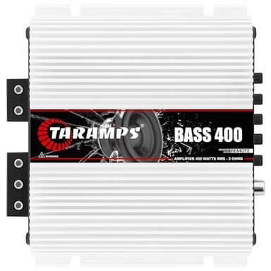Taramps Bass 400 2 Ohms Monoblock Amplifier 400 Watts Rms 1 Channel 14.4VDC Out Power Full Range, Great for Sub/Bass - Rca/High Level Input, Car Audio