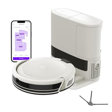 Shark Navigator Robot Vacuum with Bagless 30-Day Capacity Self-Empty Base, Powerful Suction, SmartPath Navigation, Self-Cleaning Brushroll, for Carpets & Hard Floors, White, AV2110S