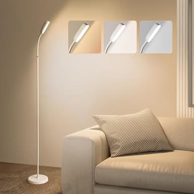 NBPLUS Cordless Portable Floor Lamp, White Touch- Standing Lamp with 3 Color Temperatures, Lightweight & Easy to Carry for Indoor Outdoor Camping Bedroom-White