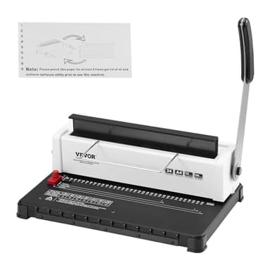 VEVOR Coil Spiral Binding Machine, Manual Book Maker 34-Holes Binding 120 Sheets, Punch Binder Adjustable 3/16" - 9/16" Coil Binding Spines, for Letter Size, A4, A5