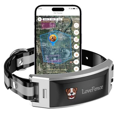 Wireless Dog Fence, GPS Dog Collar Fence System with Real-Time Tracking & Training, Portable Invisible Fence for Outdoor Use, Rechargeable Waterproof Collar Adjustable for Medium Large Dogs