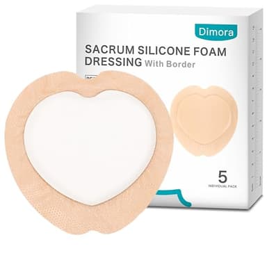 Dimora Wound Dressing Sacrum Foam Bandages Silicone Adhesive Border 7.08"x7.08" Waterproof Sacral Pads Absorbent Breathable Bed Sore Pressure Dressing