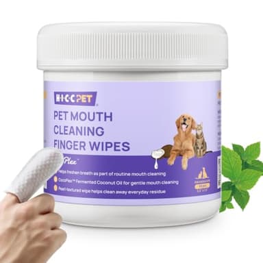 HICC PET Textured Finger Wipes for Dogs & Cats, Helps Clean Everyday Food Residue from Teeth, Routine Pet Mouth Cleaning
