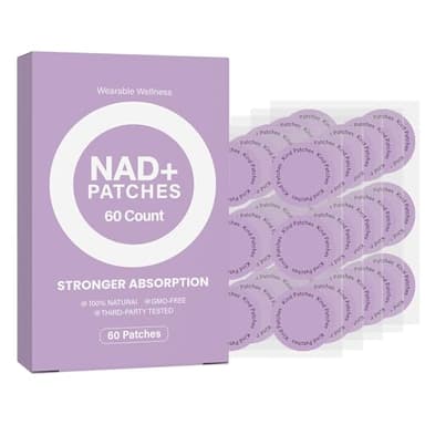 NAD+ Boost Patches,NAD Patches for Women & Men,Wellness Formula Premium Time-Release Patche,60 Patche Set (Pack of 1)