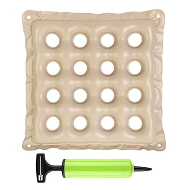 Inflatable Seat Cushions for Pressure Relief, Wheelchair Air Cushion for Bed Sore, Comfortable Waffle Pads, Cream 17x17inch