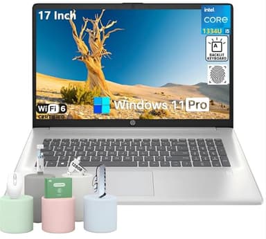 HP 17 Inch Laptop Computer for Business & Students, 17.3" HD+ Display, Intel 10-Core i5-1334U Up to 4.6 GHz, 32 GB RAM, 1 TB SSD, Fingerprint Reader, Backlit Keyboard, Wi-Fi 6, Webcam, Windows 11 Pro