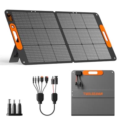 110W Portable Solar Panel for Jackery/EF/Bluetti/Anker/Goal Zero Power Station, IP68 Waterproof, 24% Efficiency, MC4 Output, ETFE Foldable Solar Charger with Adjustable Kickstand for Camping Outdoor
